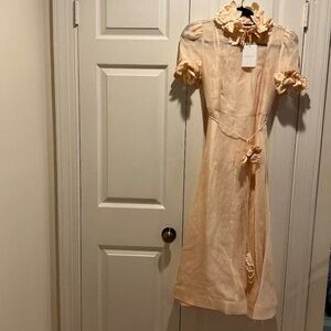 Zimmerman liftoff floral appliqué midi dress, size 0p, cream color, NWT